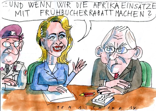 Cartoon: Auslandseinsätze (medium) by Jan Tomaschoff tagged auslandseinsätze,sparpolitik,auslandseinsätze,sparpolitik