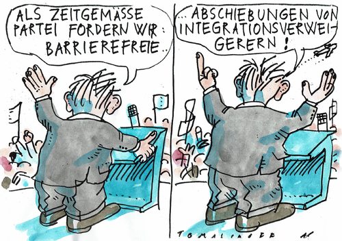 Cartoon: barrierefrei (medium) by Jan Tomaschoff tagged abschiebung,abschiebung