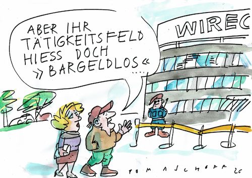 Cartoon: beageldlos (medium) by Jan Tomaschoff tagged wirecard,geld,finanzen,wirecard,geld,finanzen