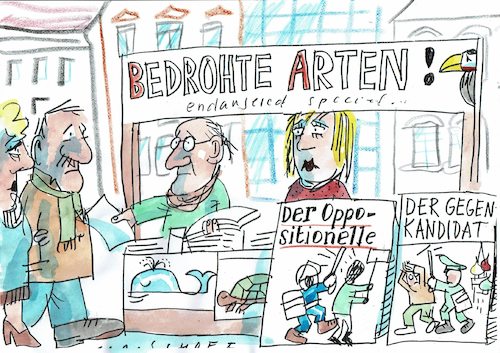 Cartoon: bedroht (medium) by Jan Tomaschoff tagged toleranz,meinungsvielfalt,toleranz,meinungsvielfalt