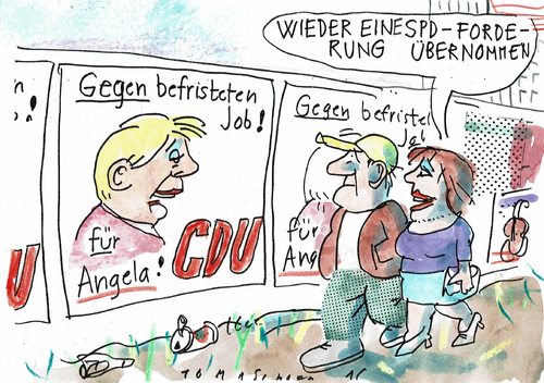Cartoon: befristeter Job (medium) by Jan Tomaschoff tagged zeitjobs,merkel,kanzlerfrage,zeitjobs,merkel,kanzlerfrage