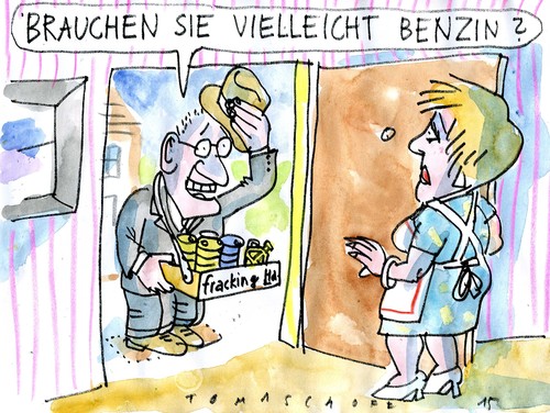 Cartoon: Benzin billig (medium) by Jan Tomaschoff tagged benzinpreis,fracking,benzinpreis,fracking