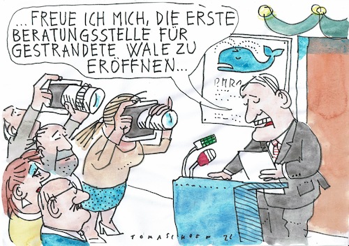 Cartoon: Beratungsstelle (medium) by Jan Tomaschoff tagged beratung,fürsorge,wal,beratung,fürsorge,wal