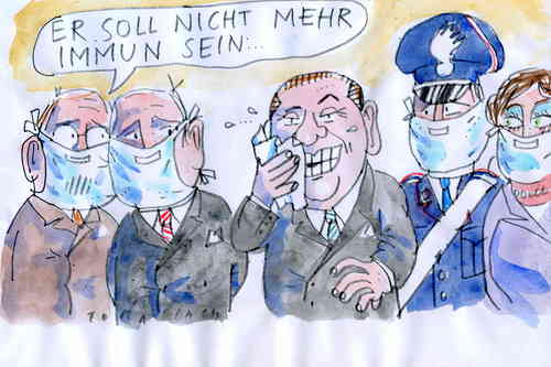 Cartoon: Berlusconi (medium) by Jan Tomaschoff tagged berlusconi,immunität,italien