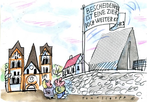 Cartoon: Bescheidenheit (medium) by Jan Tomaschoff tagged bischoff,bischoff