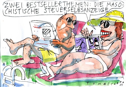 Cartoon: Bestseller (medium) by Jan Tomaschoff tagged selbstanzeige,sado,maso,selbstanzeige,sado,maso
