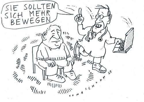 Cartoon: Bewegung (medium) by Jan Tomaschoff tagged gesundheit,bewegung,sitzen,arzt,gesundheit,bewegung,sitzen,arzt