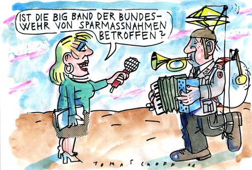 Cartoon: Big Band (medium) by Jan Tomaschoff tagged bundeswehr,bigband,sparen,bundeswehr,bigband,sparen