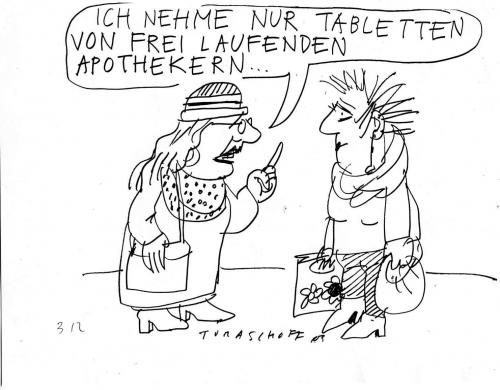 Cartoon: Bio-Medikamente (medium) by Jan Tomaschoff tagged medikamente,apotheken,gesundheitssystem,gesundheitsreform,arzneimittelpreise,medikamente,medikament,medizin,patient,arzt,rezept,gesundheit,apotheke,gesundheitssystem,gesundheitsreform,krankenkasse,arzneimittel,bodenhaltung,natur,tiere,bio,ökologie,öko,alternative,umweltschutz,umwelt,käfighaltung,freilaufend,freilandhaltung