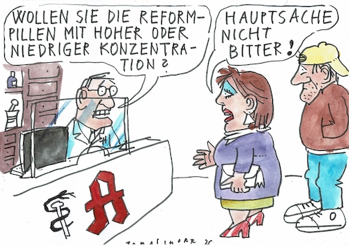 Cartoon: Bittere Pillen (medium) by Jan Tomaschoff tagged haushalt,finanzen,staatsschulden,reformen,ansprüche,haushalt,finanzen,staatsschulden,reformen,ansprüche
