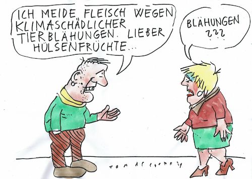 Cartoon: Blähungen (medium) by Jan Tomaschoff tagged fleisch,vegetarianer,umwelt,blähungen,fleisch,vegetarianer,umwelt,blähungen