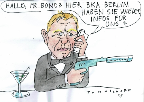 Cartoon: Bond (medium) by Jan Tomaschoff tagged nachrichtendienste,bka,terror,nachrichtendienste,bka,terror