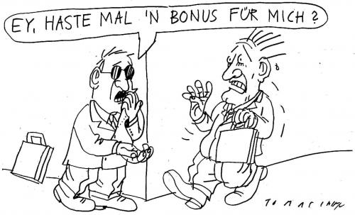 Cartoon: Bonus (medium) by Jan Tomaschoff tagged bonus,boni,managergehälter,banken,finanzkrise,rezession,wirtschaftskrise,cartoon,cartoons,boni,bonus,managergehälter,manager,gehalt,gehälter,geld,einkommen,banken,bank,finanzkrise,rezession,wirtschaftskrise,konjunktur,bettler,bettenln