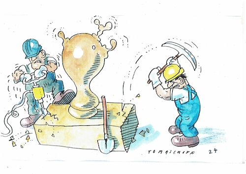 Cartoon: Bürokratie 2 (medium) by Jan Tomaschoff tagged bürokratie,abbau,bremse,bürokratie,abbau,bremse