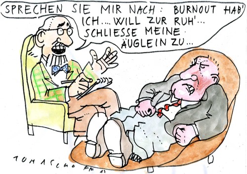 Cartoon: Burnout (medium) by Jan Tomaschoff tagged burnout,burnout,depression,arbeit,job,stress,arzt,patient,krankheit,modewort