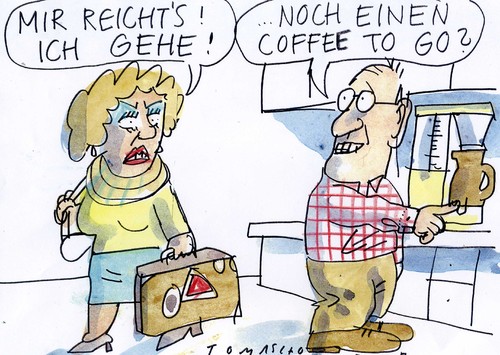 Cartoon: coffee to go (medium) by Jan Tomaschoff tagged ehe,trennung,partnerschaft,ehe,trennung,partnerschaft