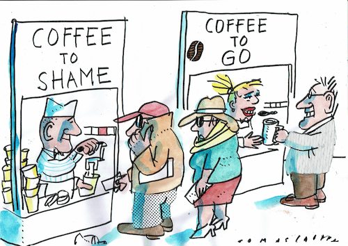 Cartoon: Coffee to shame (medium) by Jan Tomaschoff tagged umwelt,becher,einweg,umwelt,becher,einweg