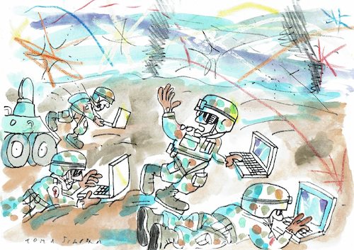 Cartoon: Cyberkrieg (medium) by Jan Tomaschoff tagged cyberkrieg,computer,cyberkrieg,computer