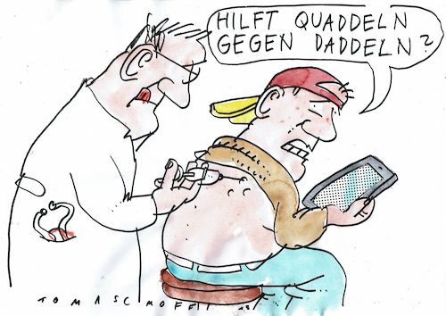 Cartoon: Daddeln (medium) by Jan Tomaschoff tagged sucht,telefon,handy,internet,sucht,telefon,handy,internet