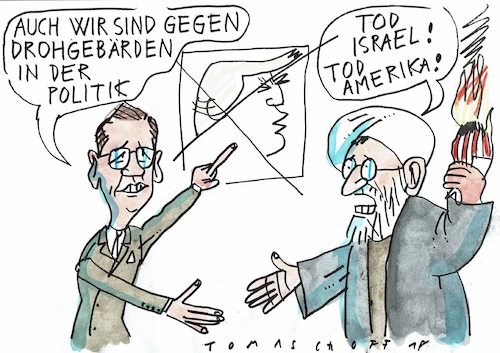 Cartoon: Deeskalation (medium) by Jan Tomaschoff tagged iran,konflikte,hass,iran,konflikte,hass