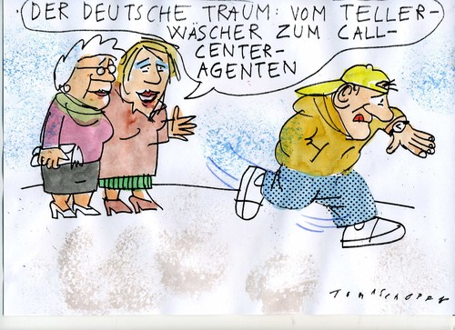 Cartoon: deutscher Traum (medium) by Jan Tomaschoff tagged karriere,armut,armut,karriere