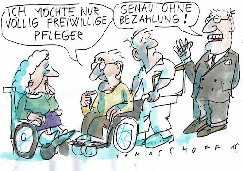 Cartoon: Dienstpflicht (medium) by Jan Tomaschoff tagged pflege,fachkräftemangel,pflege,fachkräftemangel