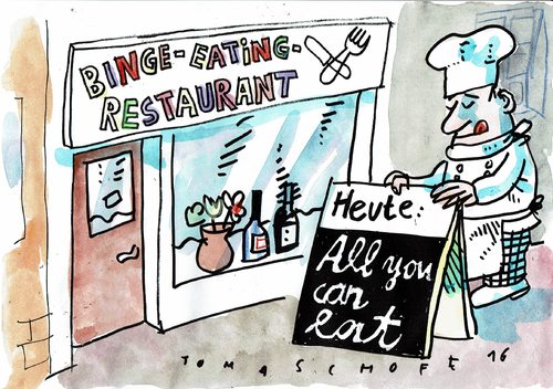 Cartoon: Dranghaftes Essen (medium) by Jan Tomaschoff tagged esssucht,übergewicht,esssucht,übergewicht