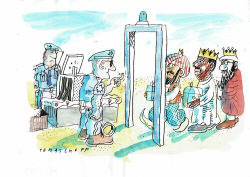Cartoon: drei Könige 2 (medium) by Jan Tomaschoff tagged drei,könige,sicherheit,drei,könige,sicherheit