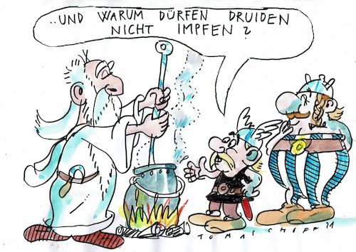 Cartoon: Druide (medium) by Jan Tomaschoff tagged corona,impfung,corona,impfung