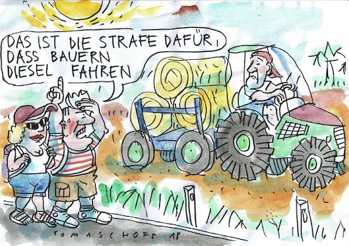 Cartoon: Dürre (medium) by Jan Tomaschoff tagged hitze,dürre,ernte,hitze,dürre,ernte