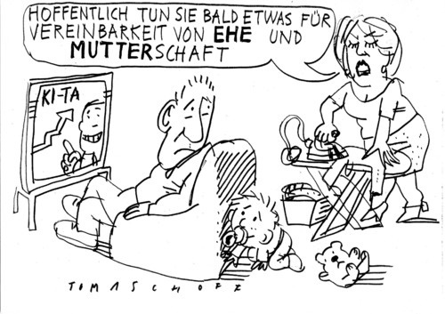 Cartoon: Ehe und Mutterschaft (medium) by Jan Tomaschoff tagged ehe,mutterschaft