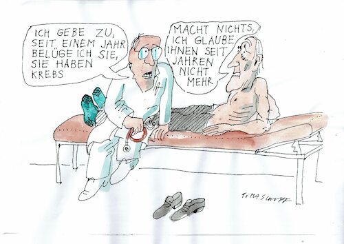Cartoon: Ehrlichkeit (medium) by Jan Tomaschoff tagged krebs,vertrauen,arzt,patient,aufklärung,krebs,vertrauen,arzt,patient,aufklärung