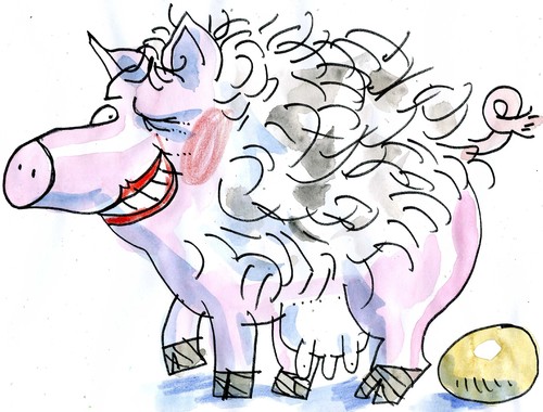 Cartoon: Eierlegende Wollmilchsau (medium) by Jan Tomaschoff tagged eier,wolle,milch,sau,wünsche,eier,wolle,milch,sau,wünsche