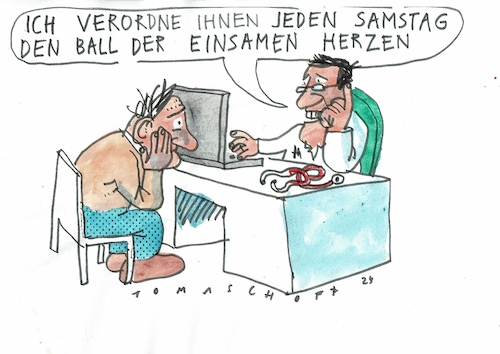 Cartoon: einsam (medium) by Jan Tomaschoff tagged gesundheit,psyche,einsamkeit,gesundheit,psyche,einsamkeit