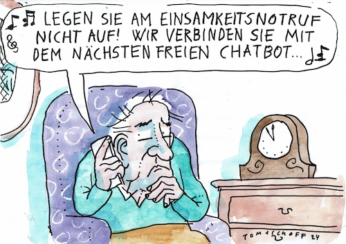 Cartoon: Einsamkeit (medium) by Jan Tomaschoff tagged einsamkeit,alter,zuwendung,chatbot,einsamkeit,alter,zuwendung,chatbot