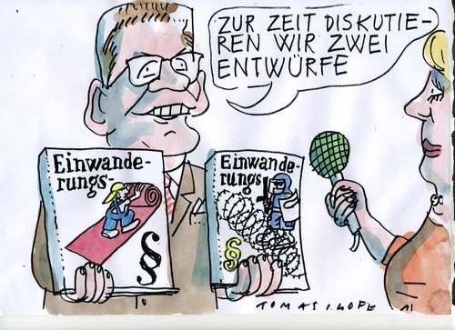 Cartoon: Einwanderungsgesetz (medium) by Jan Tomaschoff tagged asyl,einwanderung,asyl,einwanderung