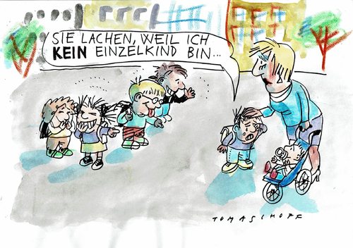 Cartoon: Einzelkind (medium) by Jan Tomaschoff tagged kleinfamilie,kinder,kleinfamilie,kinder