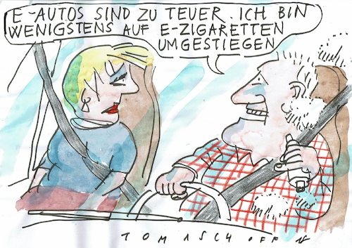 Cartoon: Elektroauto (medium) by Jan Tomaschoff tagged umwelt,elektroauto,gesundheit,umwelt,elektroauto,gesundheit