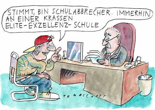 Cartoon: Elite (medium) by Jan Tomaschoff tagged bildung,schule,abbruch,bildung,schule,abbruch