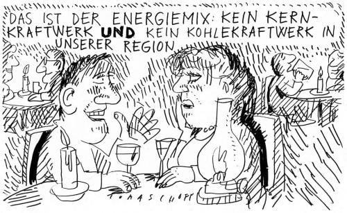 Cartoon: Energiemix (medium) by Jan Tomaschoff tagged kohle,kernkraft,energie,energie,alternative energien,biodiesel,biogas,biomasse,biosprit,brennstoffzelle,erdwärme,gezeitenkraftwerk,growian,holzpallets,kraftwärmekopplung,mangan,manganknollen,methan,methanhydrid,muskelkraft,nachwachsende rohstoffen,photovoltaik,photovoltaikanlage,sauerstoff,silizium,solaranlage,solarmodul,sonnenenergie,sonnenkollektoren,thermoselektverfahren,wasserstoff,windanlage,windkraft,windmühle,windrad,kernkraft,kohlekraftwerk,atomenergie,atomgegner,atomkraftwerk,kernenergie,kernkraftwerk,kinetische energie,stromerzeugung,stromknappheit,strompreis,alternative,energien,nachwachsende,rohstoffen,kinetische