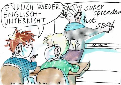 Cartoon: Englisch (medium) by Jan Tomaschoff tagged corona,pandemie,corona,pandemie