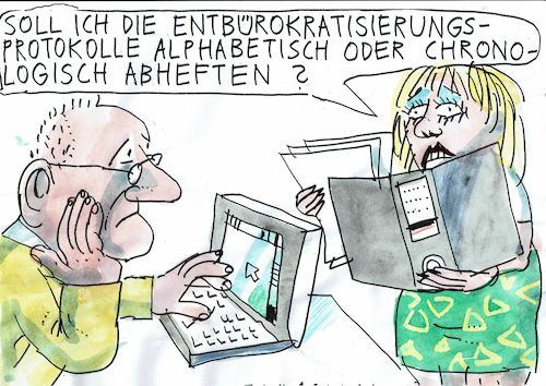 Cartoon: Entbürokratisierung (medium) by Jan Tomaschoff tagged bürokratie,behörde,bürokratie,behörde
