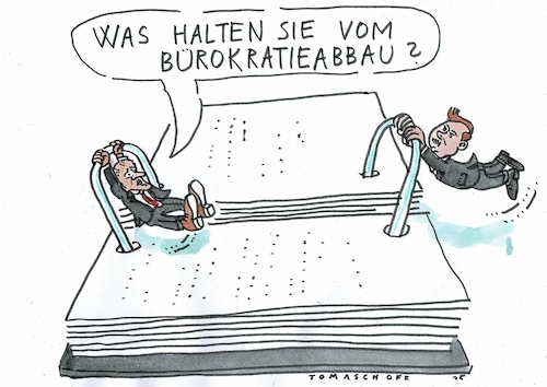 Cartoon: Entbürokratisierung (medium) by Jan Tomaschoff tagged bürokratie,merz,klingbeil,spd,cdu,bürokratie,merz,klingbeil,spd,cdu