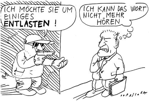 Cartoon: entlasten (medium) by Jan Tomaschoff tagged überfall,entlasten,finanzkrise,wirtschaftskrise,steuern,steuer,überfall,entlasten,finanzkrise,wirtschaftskrise,steuern,steuer,abgaben,pleite