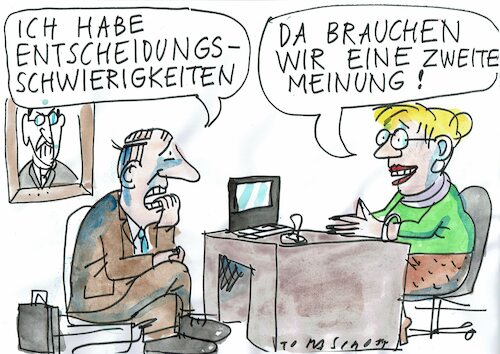 Cartoon: Entscheidungsschwäche (medium) by Jan Tomaschoff tagged psyche,beratung,entscheidung,psyche,beratung,entscheidung