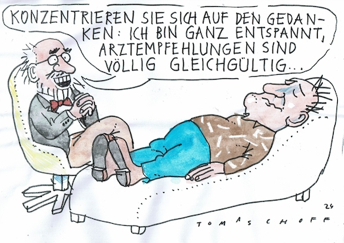 Cartoon: entspannen (medium) by Jan Tomaschoff tagged medizin,psyche,entpannung,medizin,psyche,entpannung