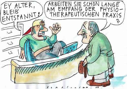 Cartoon: entspannt (medium) by Jan Tomaschoff tagged jugend,alter,stress,spannung,jugend,alter,stress,spannung