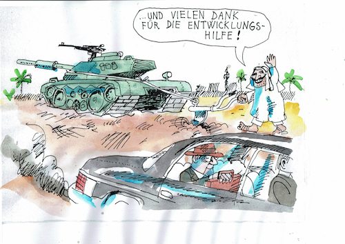 Cartoon: Entwicklungshilfe (medium) by Jan Tomaschoff tagged waffen,export,entwicklungshilfe,waffen,export,entwicklungshilfe