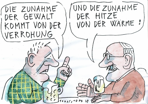 Cartoon: Erklärung (medium) by Jan Tomaschoff tagged verrohung,gewalt,klima,verrohung,gewalt,klima