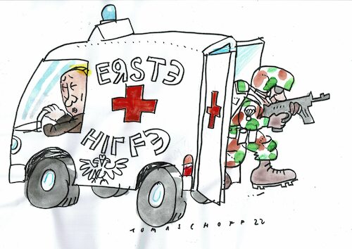 Cartoon: erste Hilfe (medium) by Jan Tomaschoff tagged putin,russland,armee,kasachstan,putin,russland,armee,kasachstan